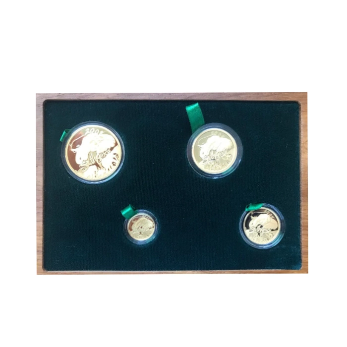 2008 South Africa Prestige Natura Elephant Gold Proof 4 Coin Set Box